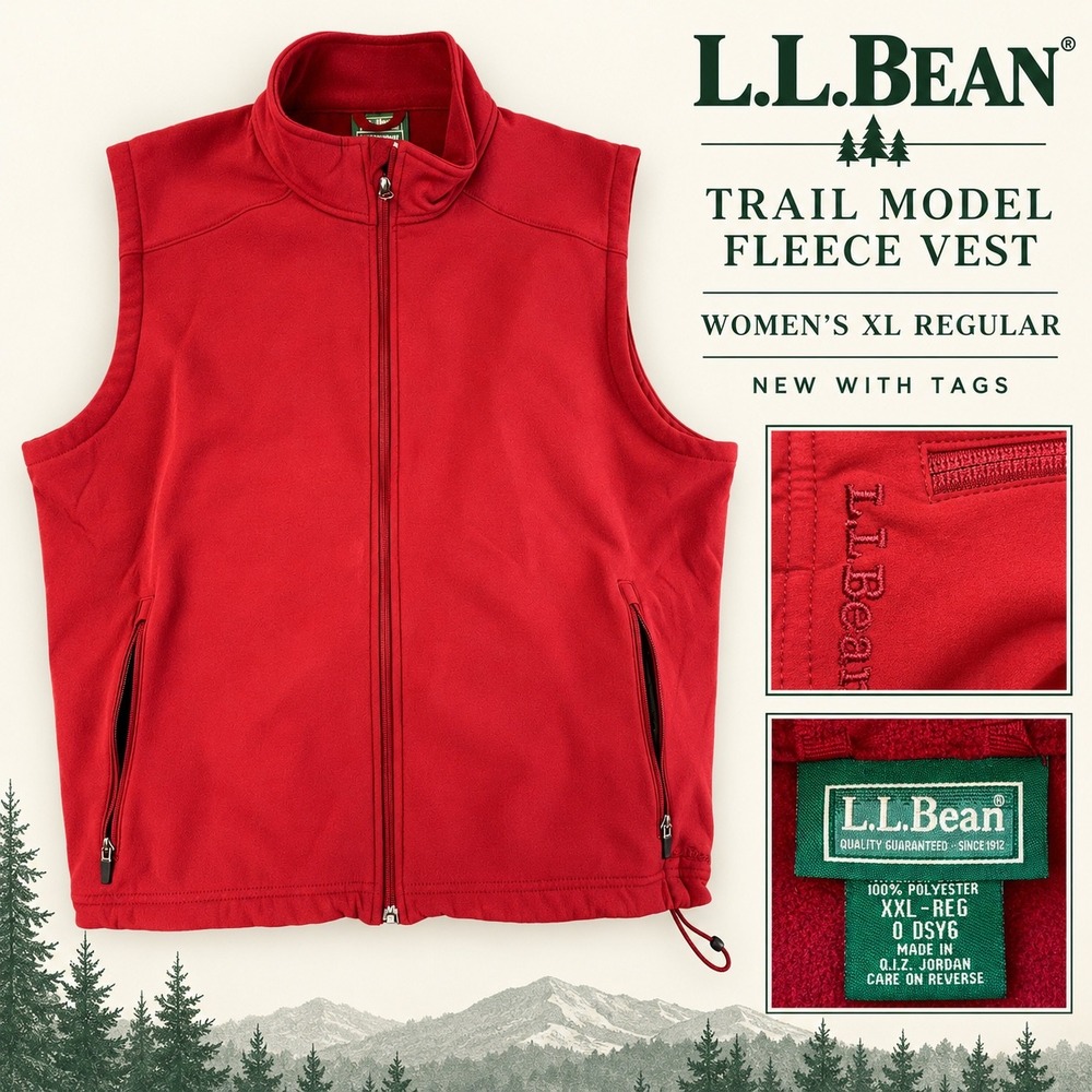 LL Bean Trail Model Soft Shell Vest Mens XXL Mountain Red Full Zip 240605